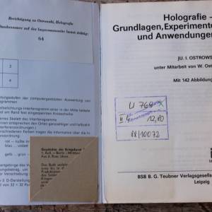 Holografie - Grundlagen, Experimente u. Anwendungen 1. Auflage Leipzig DDR 1987 Bild 9
