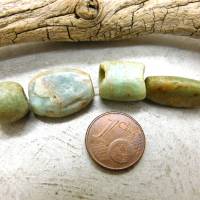 4 antike Amazonit-Perlen aus Mauretanien - 8,55 g - seltener Stein - verschiedene Sahara Amazonit Perlen Bild 2