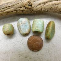4 antike Amazonit-Perlen aus Mauretanien - 8,55 g - seltener Stein - verschiedene Sahara Amazonit Perlen Bild 3