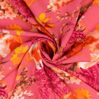 Viskose Popeline leichter Frühjahrs-/ Sommerstoff  Blumen pink  (1m/9,-€) Bild 2
