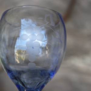 6 tlg. Likörset Karaffe 5 Gläser zartblaues Kristallglas Vintage 50er Jahre Bild 4