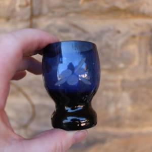 7 tlg Likörset Schnapsset Karaffe 6 Gläser kobaltblaues Glas Vintage Harzkristall Derenburg ? 50er 60er Jahre DDR Bild 9