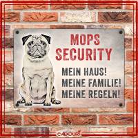 Hundeschild MOPS SECURITY, wetterbeständiges Warnschild Bild 2