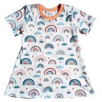 Mädchenkleid Sommerkleid kurzarm Größe 92 - Regenbogen weiß pastell Bild 1