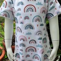 Mädchenkleid Sommerkleid kurzarm Größe 92 - Regenbogen weiß pastell Bild 3