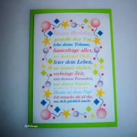 Glückwunschkarte Geburtstag, Klappkarte/Kuvert, Postkarte, "Happy Birthday"mit vielen Wünschen, Luftballons