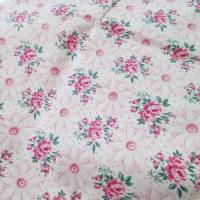 Vintage Kissenbezug in rosa lila weiß mit Rosen und Clematis, Bauernbettwäsche Landhaus - unbenutzt Bild 2