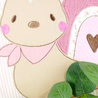 Personalisiertes Kissen zur Geburt oder Taufe, mit Schnecke, in rosa, beige, aus Baumwollstoff, Namenskissen Bild 2