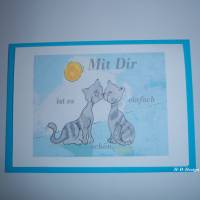 Klappkarte mit Kuvert für Verliebte, als kleines Geschenk,Postkarte, zum Geburtstag oder zwischendurch mit Katzen Bild 1