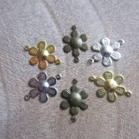 10x Verbinder Blume zur Schmuckherstellung Ohrringe Kette Armband 3 Farben zur Auswahl Bild 1