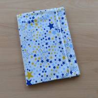 Hefthülle DIN A5, Buchumschlag, Sterne blau-gelb, Biobaumwolle, GOTS, Handarbeit Bild 1