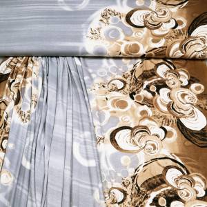 Stoff Viskose Jersey Borden Design abstrakt grau braun beige Kleiderstoff Bild 2