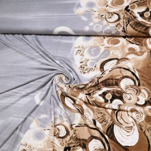Stoff Viskose Jersey Borden Design abstrakt grau braun beige Kleiderstoff Bild 3