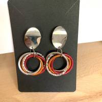 Handgefertigte Ohrringe aus Aludraht Silber, pink, orange Bild 1