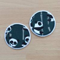 1 Paar Bügelflicken, rund 6,5 cm, Panda-Motiv, Biobaumwolle, GOTS, Handarbeit Bild 1