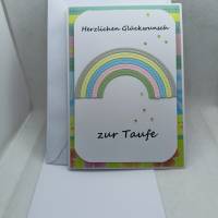 Grußkarte "zur Taufe", Regenbogen in Pastell, a.W. personalisierbar Bild 2