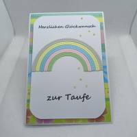 Grußkarte "zur Taufe", Regenbogen in Pastell, a.W. personalisierbar Bild 3