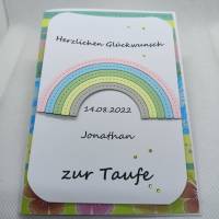 Grußkarte "zur Taufe", Regenbogen in Pastell, a.W. personalisierbar Bild 4