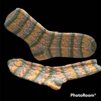 Wollsocken, Socken Gr. 40/41 handgestrickt, Kuschelsocken, Haussocken mit Rippenmuster Bild 1
