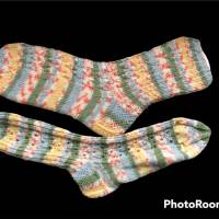 Wollsocken, Socken Gr. 40/41 handgestrickt, Kuschelsocken, Haussocken mit Rippenmuster Bild 2