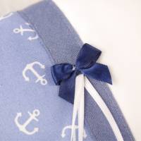 Personalisiertes Kissen zur Taufe, in blau und weiß, aus Baumwollstoff, Geldgeschenk, Anker, Boot Bild 6