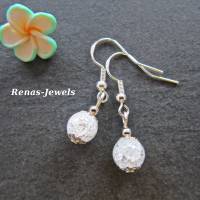 Edelstein Ohrhänger Bergkristall Perlen Ohrringe weiß silberfarben Ohrhaken aus 925 Silber Bild 2