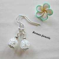 Edelstein Ohrhänger Bergkristall Perlen Ohrringe weiß silberfarben Ohrhaken aus 925 Silber Bild 3
