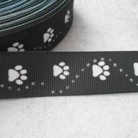 Pfoten und kleine Pfoten  schwarz weiß  Tier  22 mm  Borte Ripsband Bild 1
