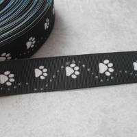 Pfoten und kleine Pfoten  schwarz weiß  Tier  22 mm  Borte Ripsband Bild 2