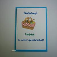 Einladung, Klappkarte mit Kuvert für ein Picknick in netter Gesellschaft, Geschenk, Geburtstag, Postkarte Bild 1