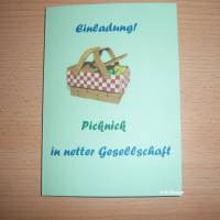 Einladung, Klappkarte mit Kuvert für ein Picknick in netter Gesellschaft, Geschenk, Geburtstag, Postkarte Bild 2