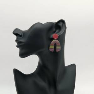 Bogen Ohrringe bunt gestreift aus Polymer Clay Bild 8
