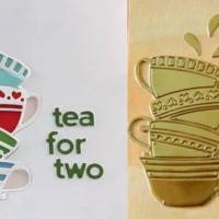 Metall Stanzschablone Tassen Teezeit für DIY Projekte Platin Matt Farbe Bild 3