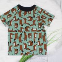 Kinder Fuchs Fox Sommershirt T-Shirt Raglan Kindershirt Sommerkleidung Junge Mädchen mint braun Bild 1