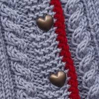 Pullover Größe 74/80 für Mädchen hellgrau rot Trachtenjacke mit Zopfmuster Strickjacke Taufe Geburtstag Geschenk Dirndl Bild 9