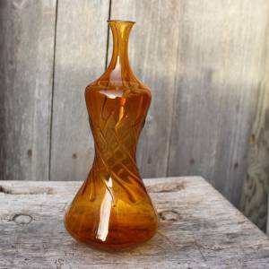 filigrane Vase Solifleur Vase Bernstein Glas mundgeblasen Lauscha 70er Jahre Vintage DDR GDR Bild 1