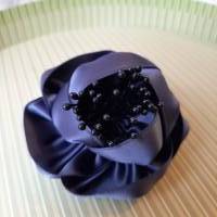 Brosche Anstecker grau graublau Stoffblume Haarblume "Elle" elegant festlich romantisch Bild 3