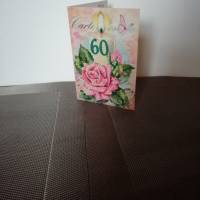 Geburtstagskarte zum 60.ten für eine Frau mit einer Geburtstagskerze Bild 2