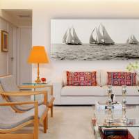 177x75 cm Leinwandbild Segelschiffe auf dem Meer1892 maritim - Panorama - Schwarz weiß Fotografie Großformat Kunstdruck Bild 1