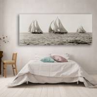 177x75 cm Leinwandbild Segelschiffe auf dem Meer1892 maritim - Panorama - Schwarz weiß Fotografie Großformat Kunstdruck Bild 3
