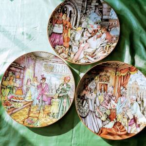 Wandteller, Drei große Vintage Porzellan, Sammelteller,Zierteller, Design Prof.Wiedemann, Hersteller GOLF, Alte Handwerk Bild 1