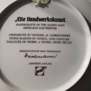 Wandteller, Drei große Vintage Porzellan, Sammelteller,Zierteller, Design Prof.Wiedemann, Hersteller GOLF, Alte Handwerk Bild 4