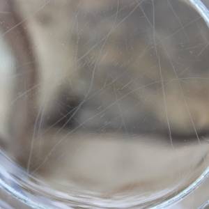 Obstschale Servierteller Gebäckteller Streifen Dekor Glas Glasteller Pressglas Vintage shabby 50er Jahre Bild 5