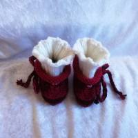 Frühchen Schuhe handgestrickt aus Merinowolle, Erstling - Schuhe, Reborn Baby Bild 2