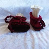 Frühchen Schuhe handgestrickt aus Merinowolle, Erstling - Schuhe, Reborn Baby Bild 3