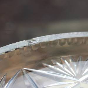 24 % Bleikristall Tortenplatte Kuchenplatte mit Schneckenfüßchen Vintage 30er Jahre Bild 7