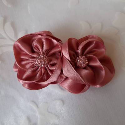 Rosa altrosa Kopfschmuck Haarklammer Satin Blume 