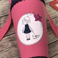 zauberhafte Schultüte in Blau / Pink mit Mädchen & Hund Bild 2
