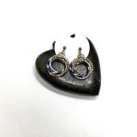 Handgefertigte Ohrringe aus Aludraht Silber, blau, gelb Bild 2