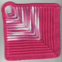T0035 gehäkelt 2 Topflappen 100% Baumwolle Handarbeit rosa meliert mit Pink Küche Bild 2
